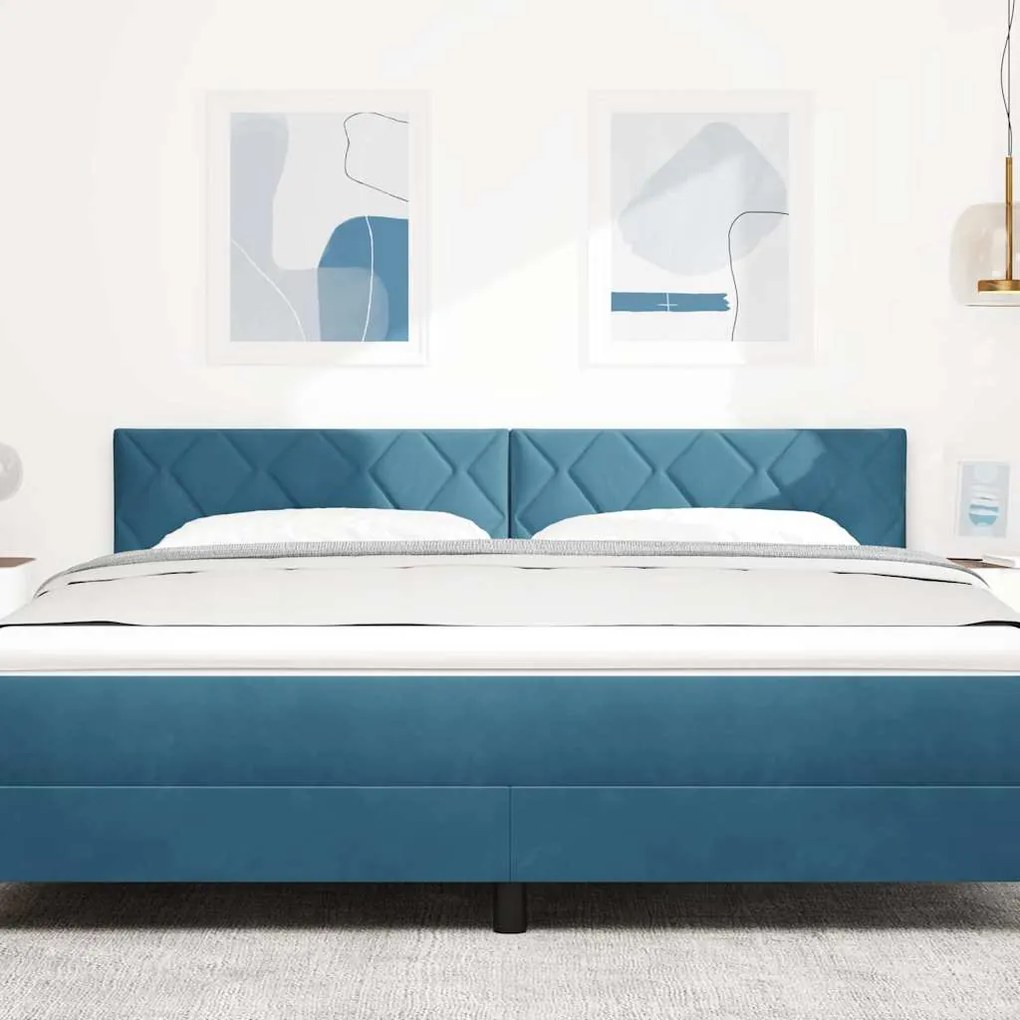 Cabeceira LED Design Blocos de Diamante Azul Escuro 180cm