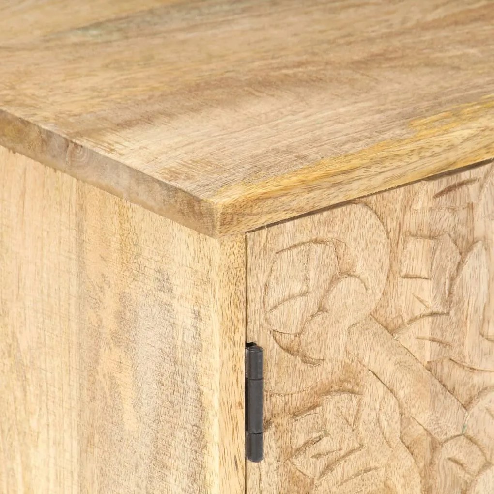 Mesa cabeceira esculpida 40x30x50 cm madeira mangueira maciça
