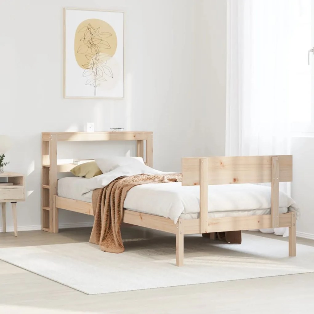 vidaXL Cama sem colchão 90x200 cm madeira de pinho maciça
