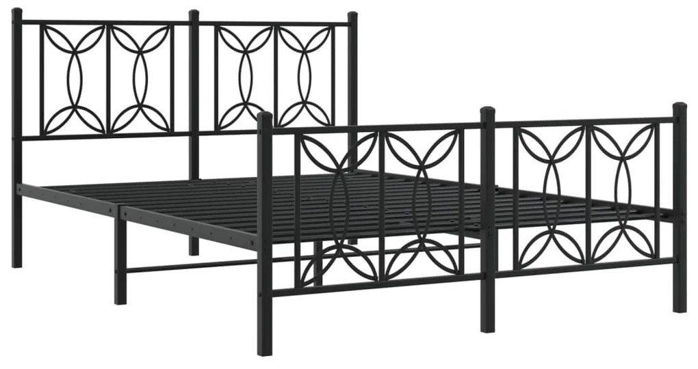 Estrutura de cama com cabeceira e pés 140x200 cm metal preto