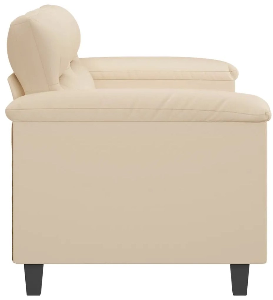 Sofá de 2 lugares 140 cm tecido de microfibra cor creme