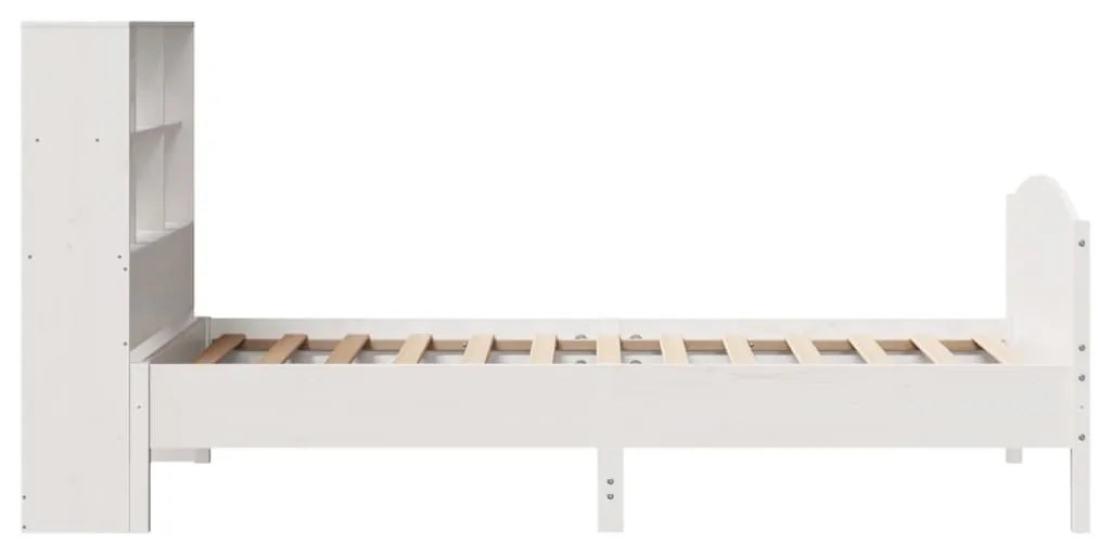 Cama com estante sem colchão 100x200 cm pinho maciço branco