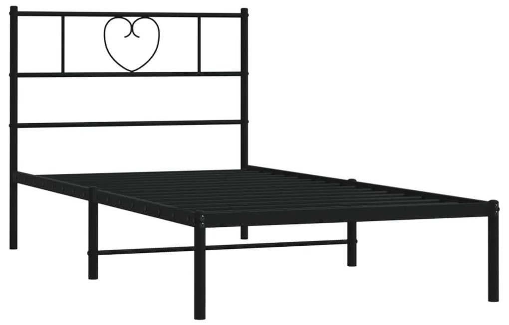 Estrutura de cama com cabeceira 75x190 cm metal preto