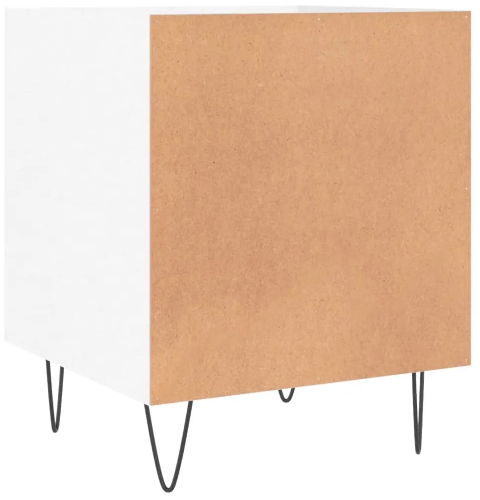 Mesa cabeceira 2pcs 40x40x50cm deriv. madeira branco brilhante