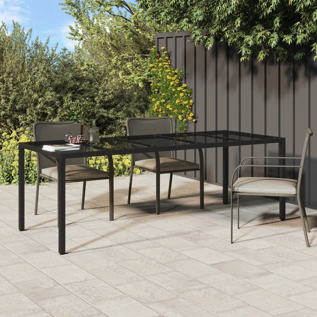 vidaXL Mesa de Jantar de Jardim Preta 250x100x75 cm Rattan Poliéster