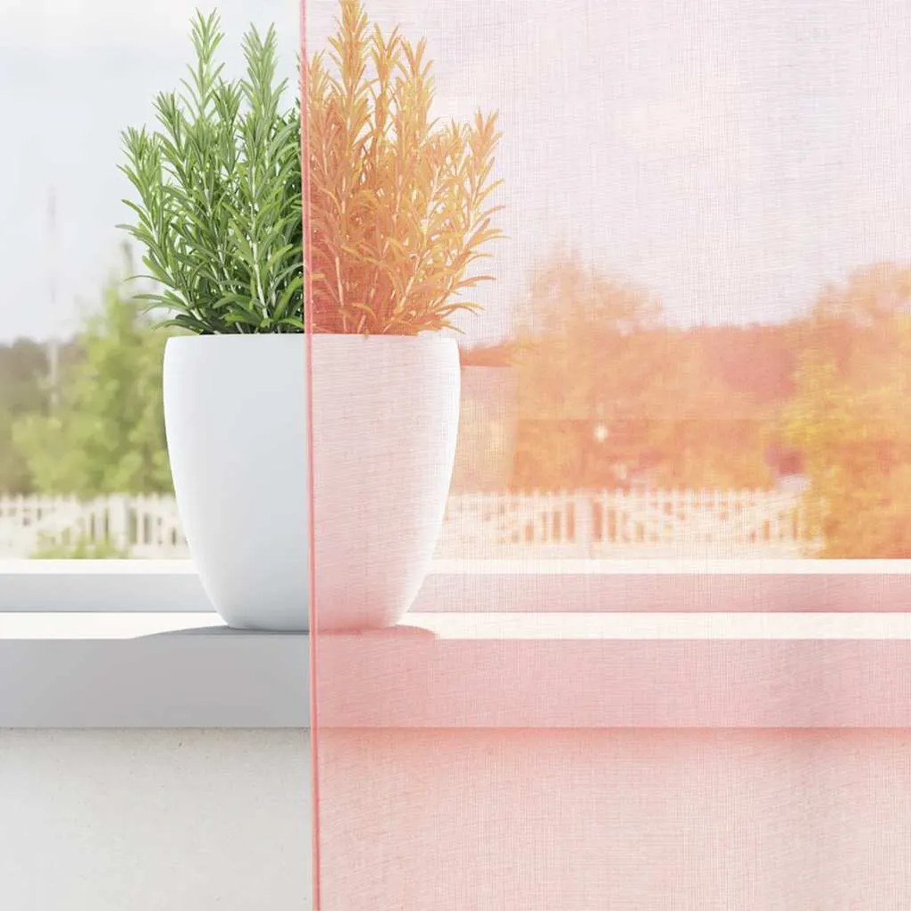 Cortinas de voile com laços 2 pcs rosa 140x260 cm