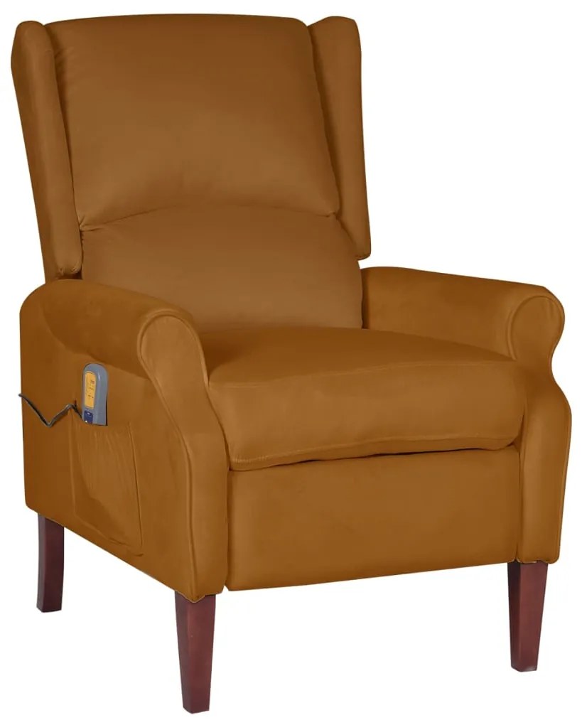 329298 vidaXL Poltrona de massagens reclinável veludo castanho