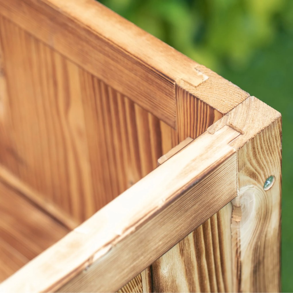 Horta Vertical de Madeira 120x60x81cm Floreira Elevada para Cultivo de Plantas Flores com Prateleira Inferior para Jardim Terraço Exterior Madeira