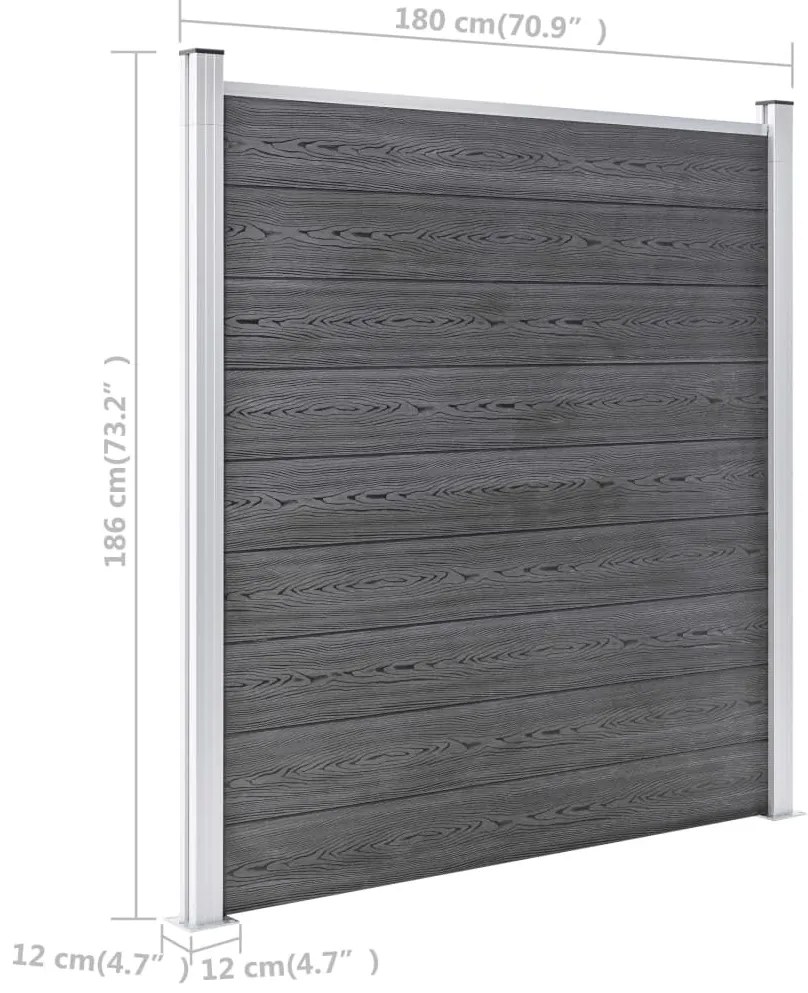Painel de vedação para jardim 526x186 cm WPC cinzento