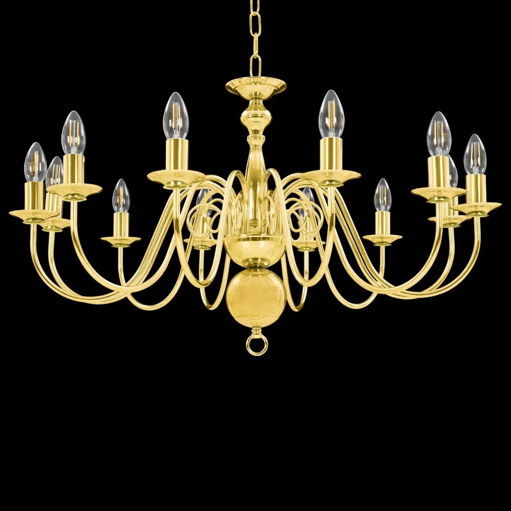 Lustre de 12 lâmpadas E14 dourado