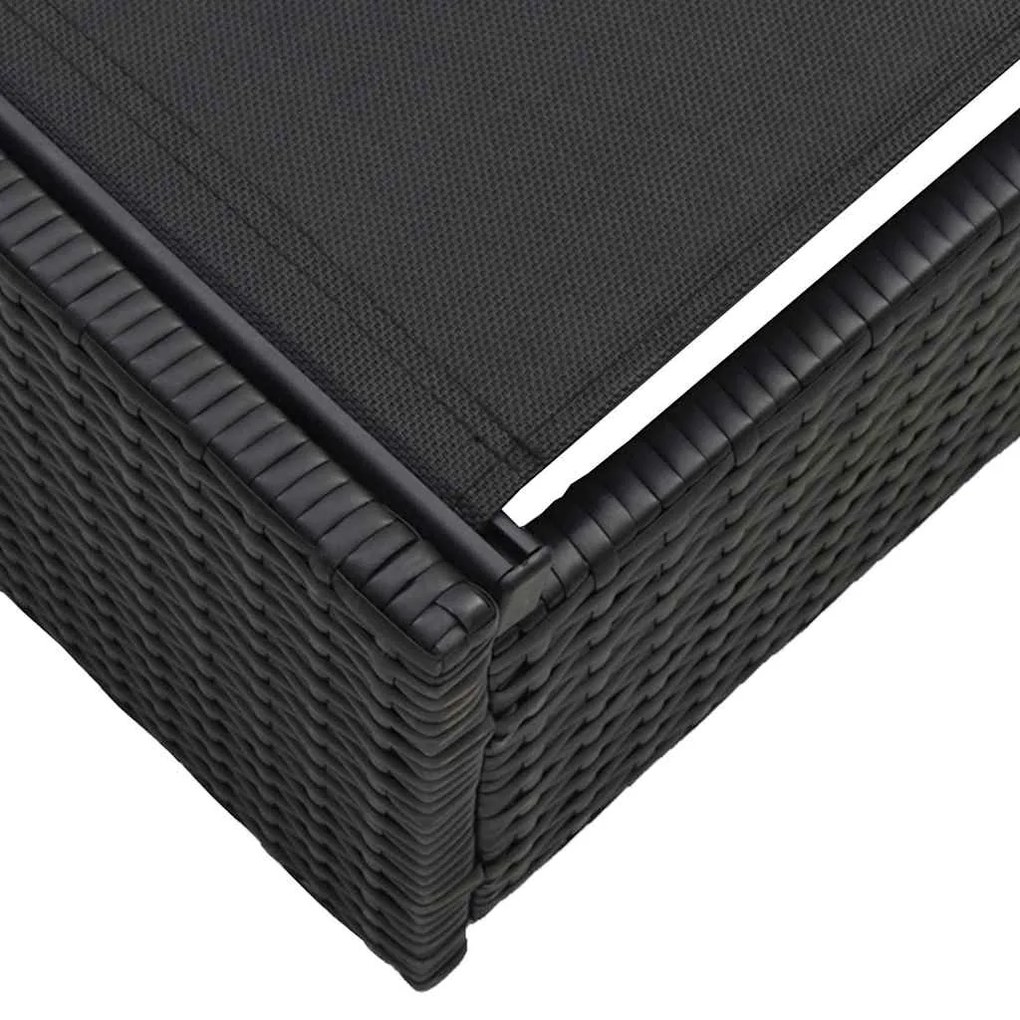 Espreguiçadeira Preta 60x200x27 cm Rattan Sintético