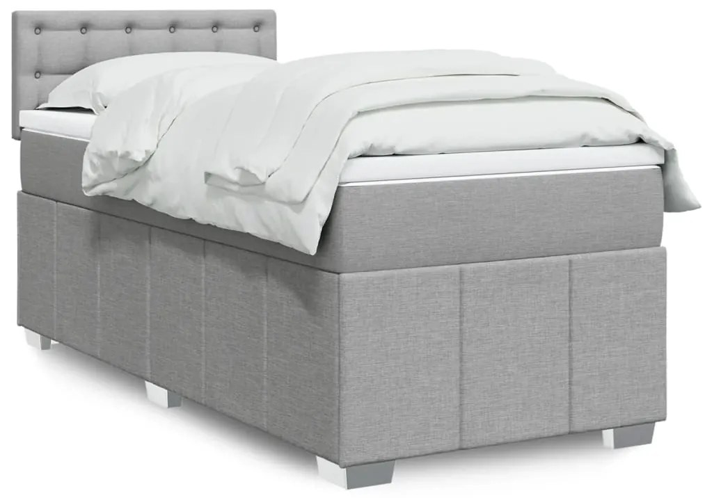 Cama com molas/colchão 90x200 cm tecido cinza-claro