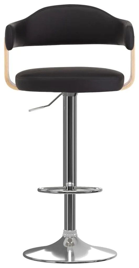 Bancos de bar 2 pcs madeira curvada e couro artificial preto