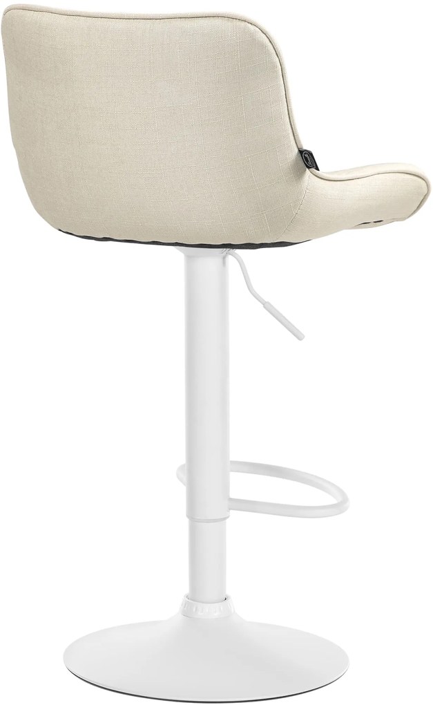 Banco alto em tecido com estrutura branca 85-106 x 49 x 51 cm cor creme