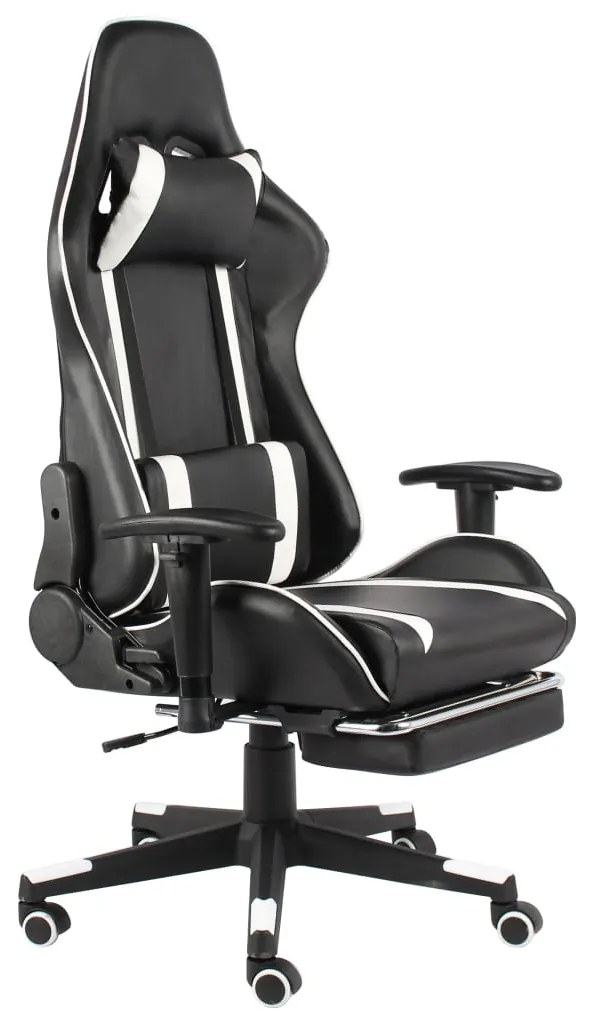 vidaXL Cadeira de gaming giratória com apoio de pés PVC branco