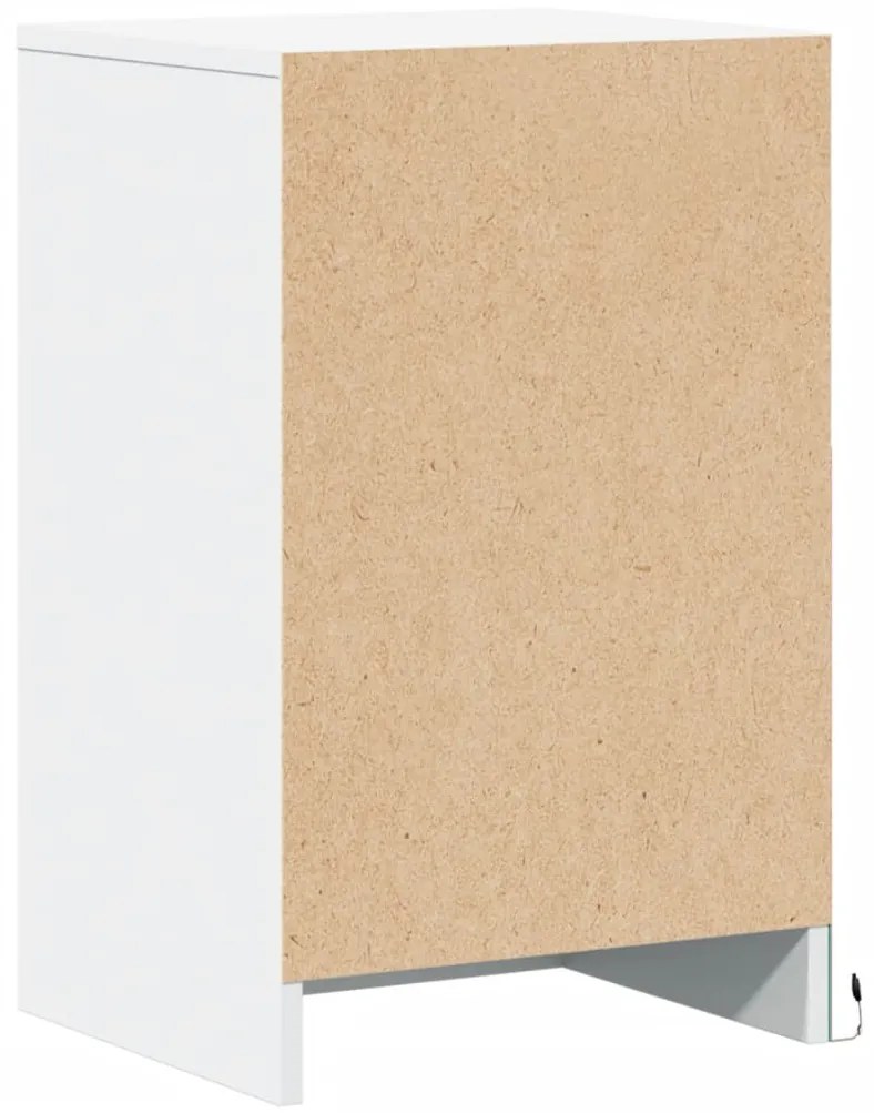 Mesa de cabeceira com luzes LED derivados de madeira branco