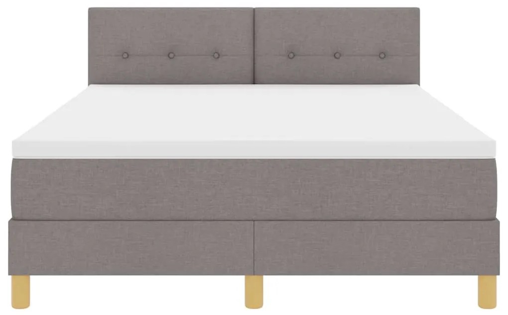 Cama Box Spring com Colchão &amp; LED Taupe 140x190 cm Tecido