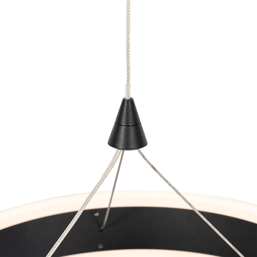 Candeeiro de suspensão preto oblongo com LED regulável em 3 níveis 3 luzes - Lyani Design