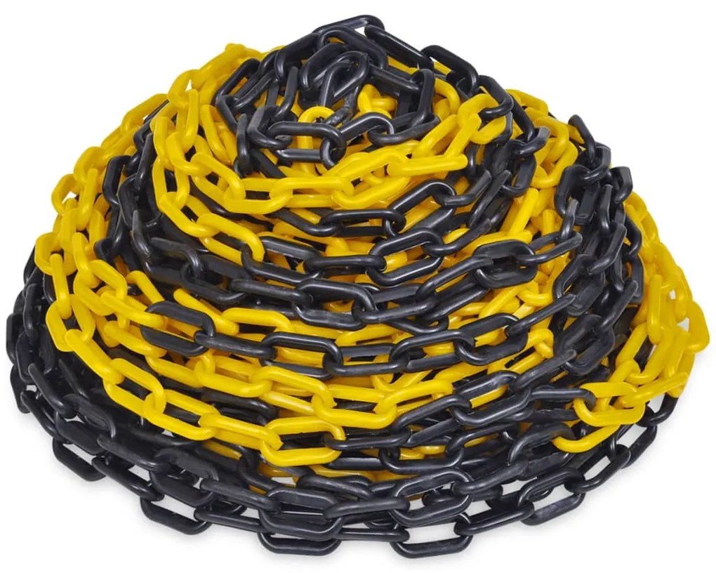 Cadeia de plástico de aviso, amarelo e preto, 30 m