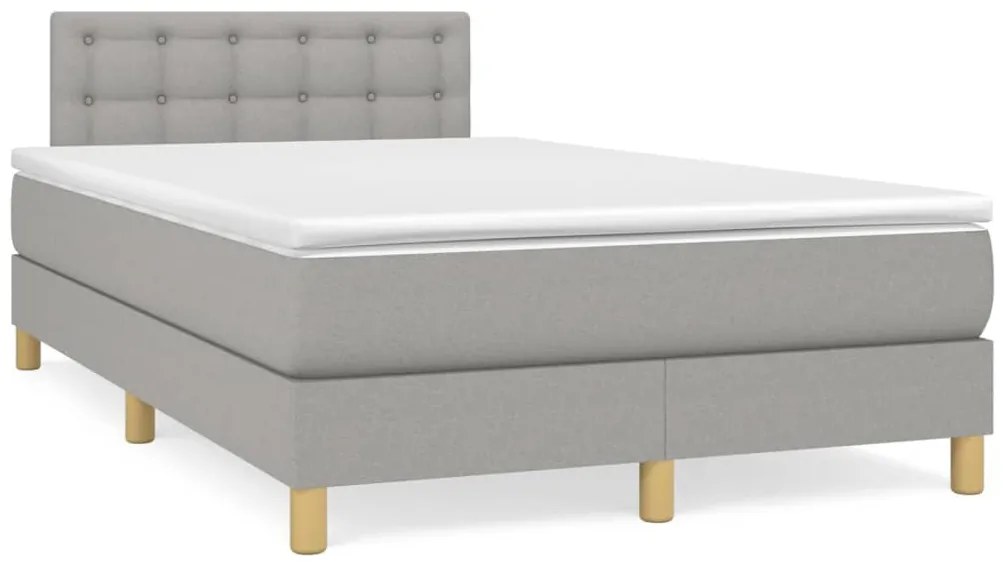 Cama box spring c/ colchão e LED 120x190 cm tecido cinza-claro