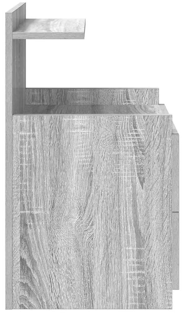 Mesa de cabeceira com 2 gavetas cinza Sonoma 40x36,5x62 cm