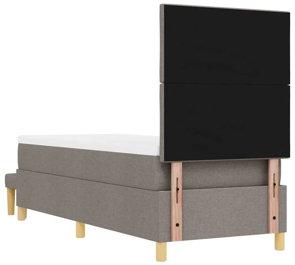Cama Box Spring com Colchão &amp; Banco Taupe 80x200 cm Tecido