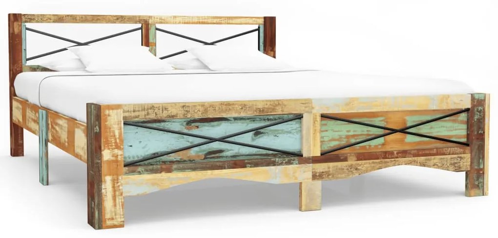 vidaXL Estrutura de cama madeira recuperada maciça 140x200 cm