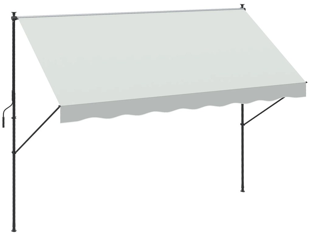 Toldo Manual Retrátil 300x170x200-290cm Toldo Ajustável com Manivela Proteção Solar UV40+ para Varanda Jardim Creme