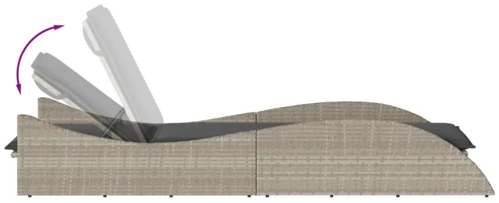 Espreguiçadeira com almofadão 60x205x73 cm vime PE cinza-claro