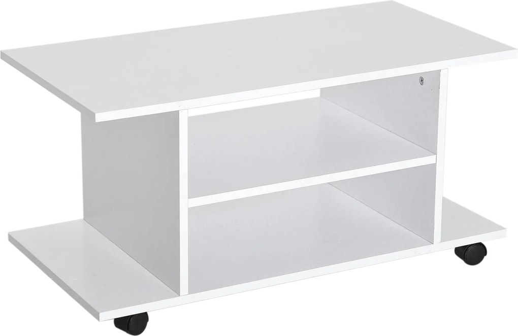 Móvel para televisão com rodas, para televisões até 42 polegadas, 80 x 40 x 40 cm, branco
