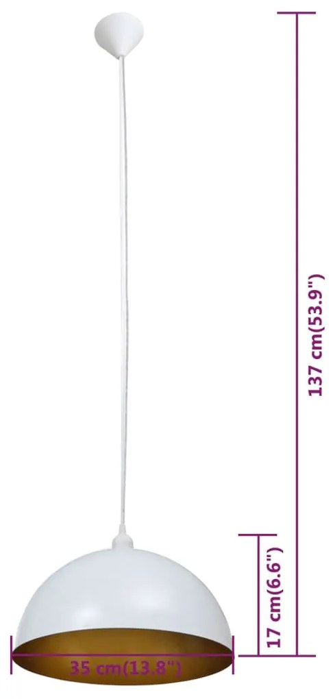 Candeeiros de teto 2 pcs altura ajustável semiesféricos branco
