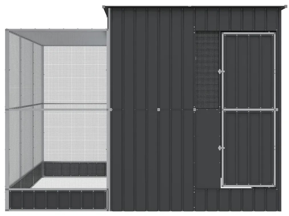 Aviário com extensão 290x303x216 cm aço prateado