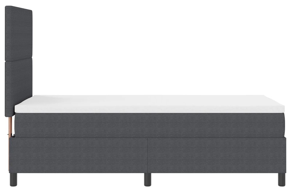 Cama Box Spring com Colchão Cinza Escuro 90x200 cm Tecido Veludo Cordu
