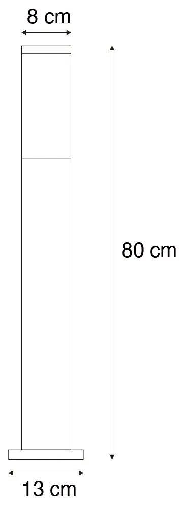 Candeeiro de pé moderno para exterior aço com impressão de madeira 80cm IP44 - Malois Moderno