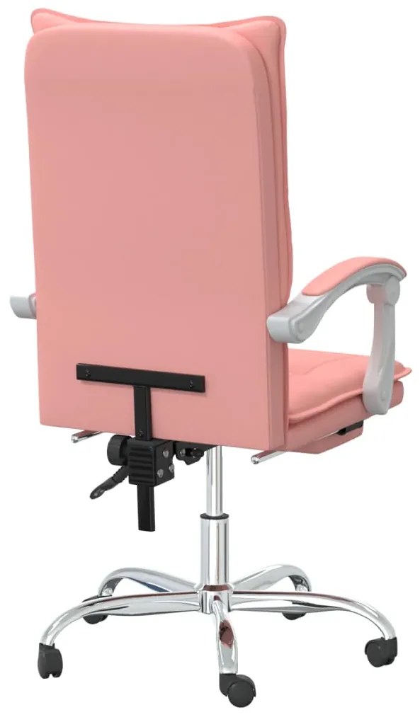 Cadeira de escritório reclinável couro artificial rosa