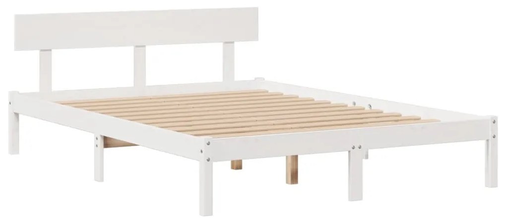 Cama com estante sem colchão 160x200 cm pinho maciço branco