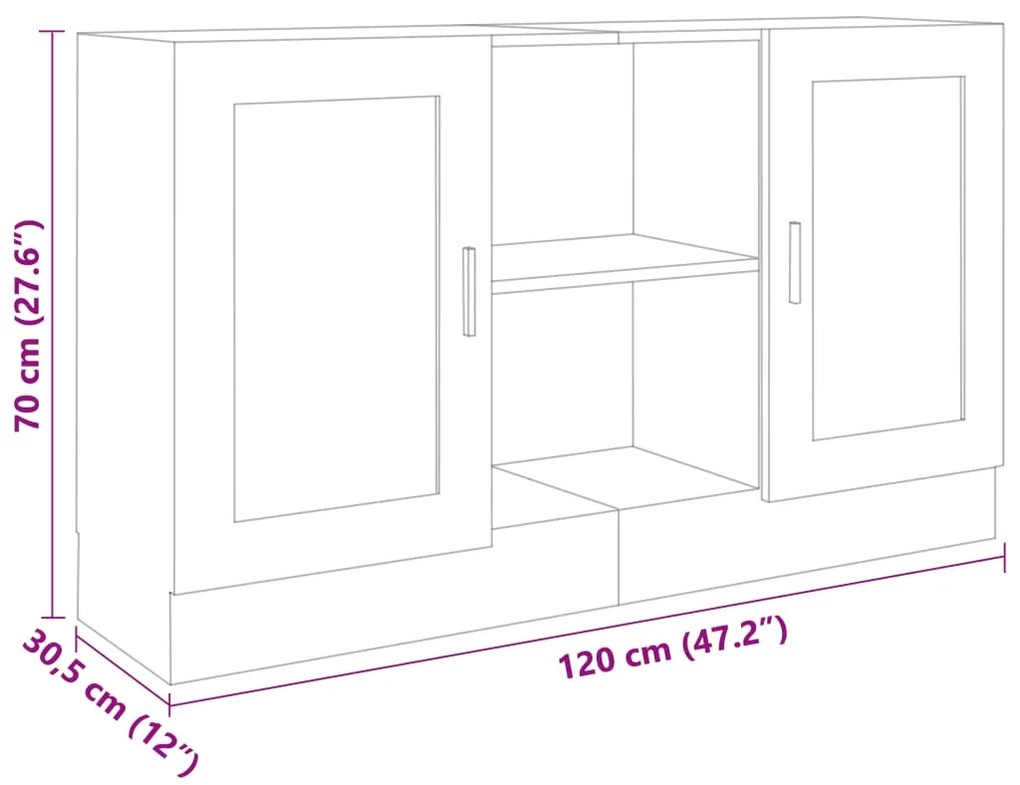 Aparador 120x30,5x70 cm derivados de madeira cinzento cimento