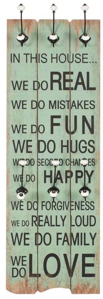 Bengaleiro de parede com 6 ganchos 120x40 cm HAPPY LOVE