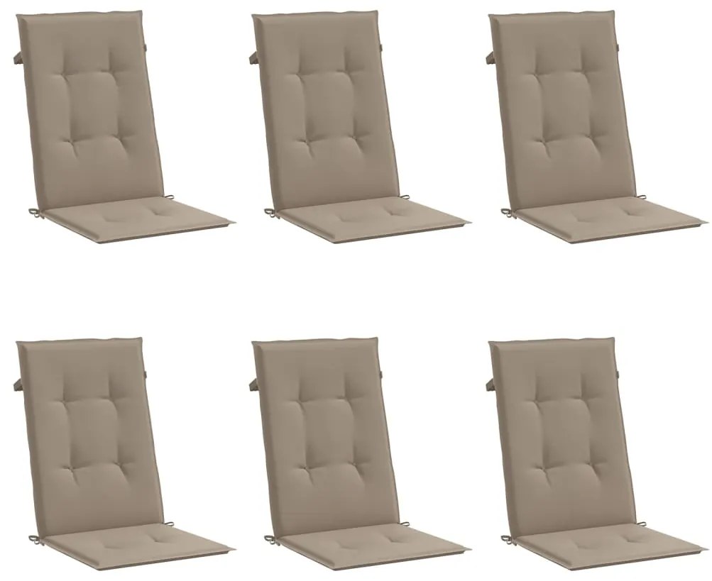 Almofadões cadeiras altas jardim 6 pcs tecido cinza-acastanhado