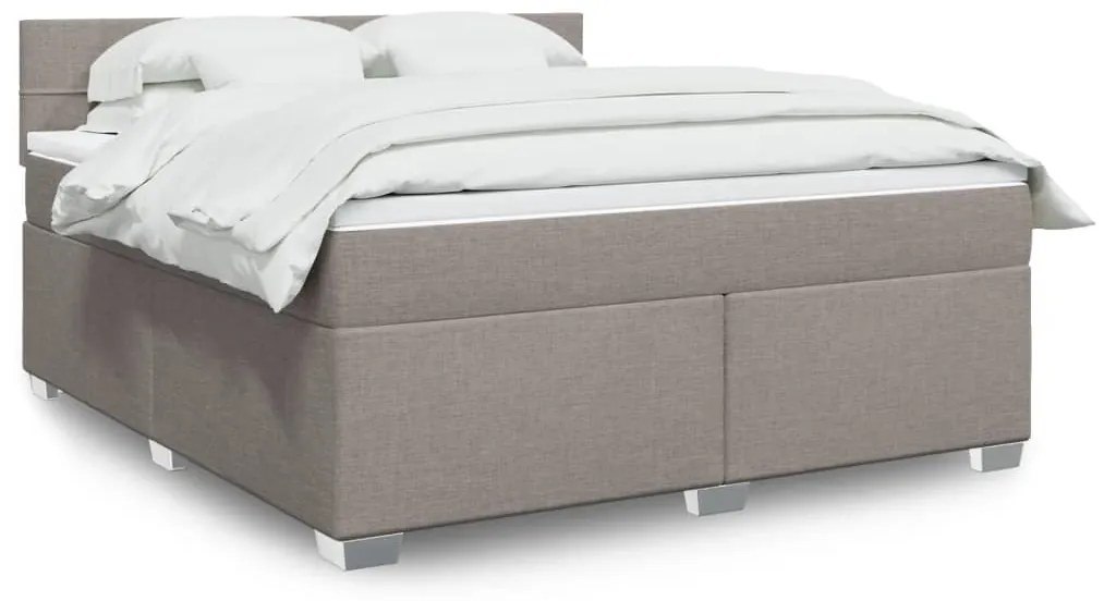 vidaXL Cama com molas/colchão 180x200 cm tecido castanho-acinzentado