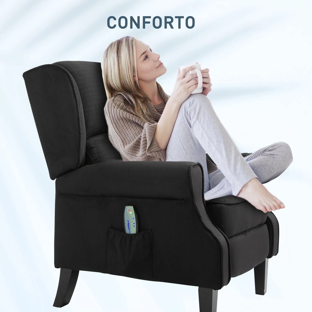 HOMCOM Poltrona de Massagem Poltrona Relax Reclinável com Controlo Rem