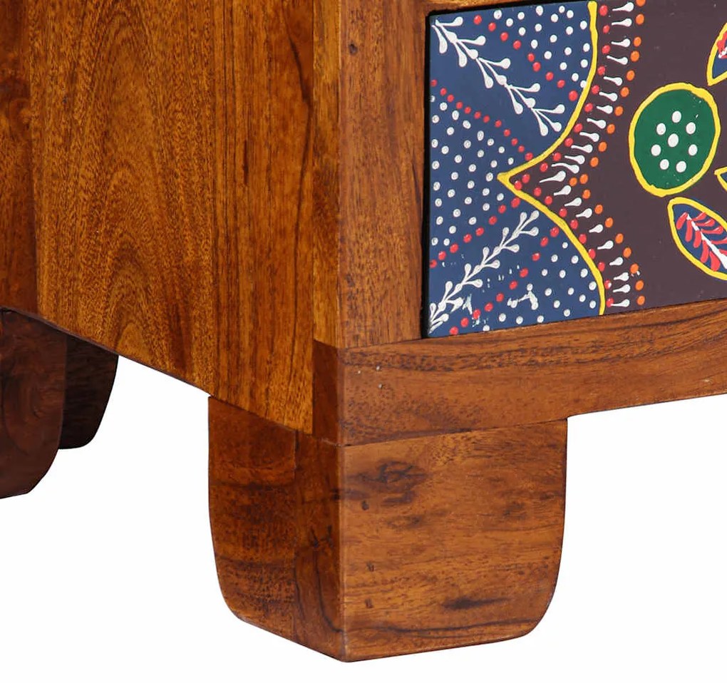 Móvel de TV multicor 110x30x40 cm madeira de acácia maciça
