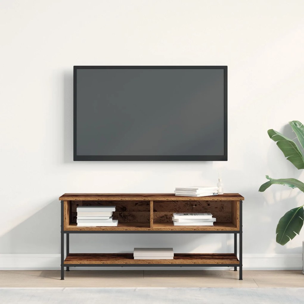 Gabinete de TV vidaXL Madeira Antiga 100x35x45 cm Madeira Engenharia e