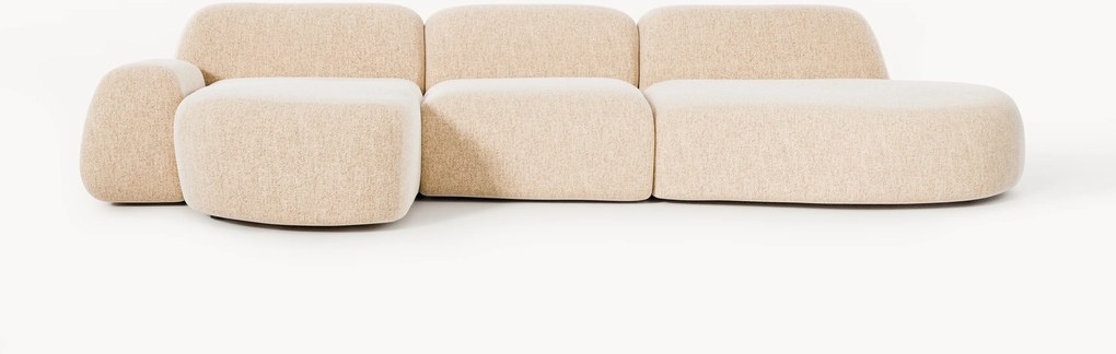 Sofá de canto modular em bouclé com chaise longue Wolke (4 lugares)