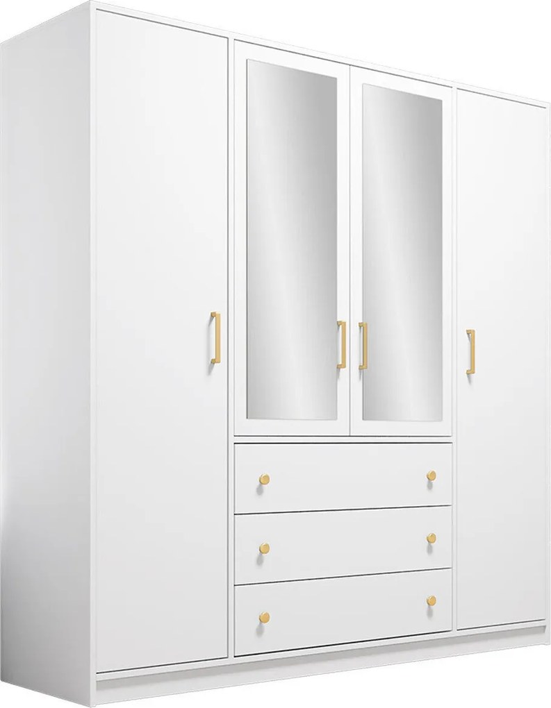 Roupeiro Honolulu 251, Branco, 200x196x58cm, 170 kg, Portas para roupeiro: Com dobradiças