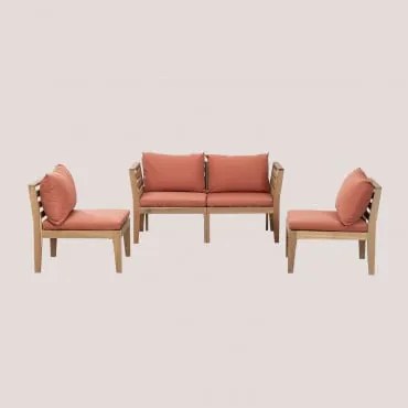 Sofá De Jardim Modular De 4 Peças Com Braços Em Madeira De Acácia Filips Terracota - Sklum