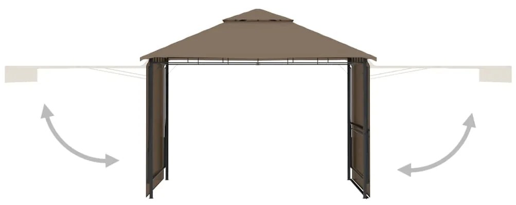 Gazebo toldo duplo extens. 3x3x2,75m 180g/m² cinza-acastanhado