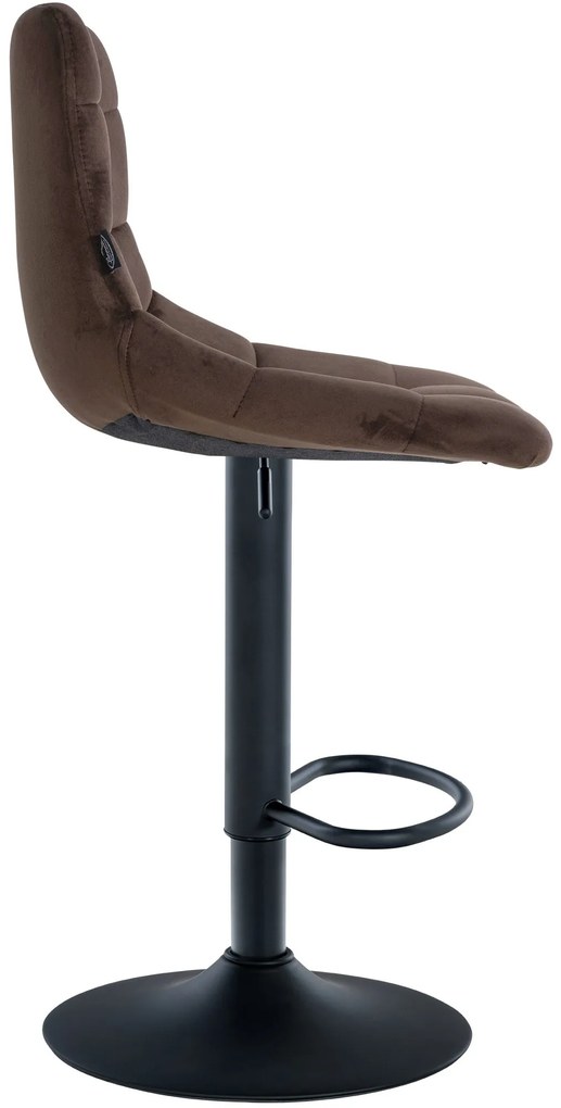 Banco de bar Jerry em veludo com estrutura preta 87-108,5 x 43 x 46,5 cm Castanho