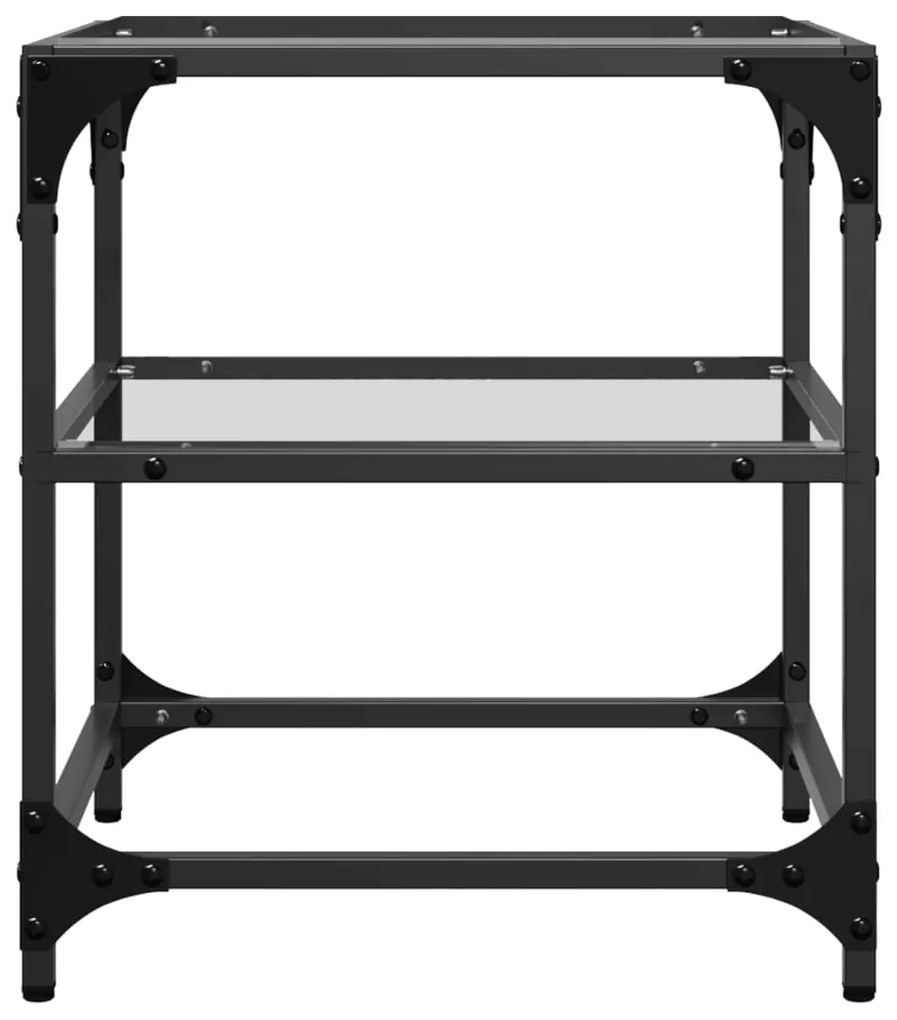 Mesa de centro c/ topo em vidro transparente 40x40x45 cm aço