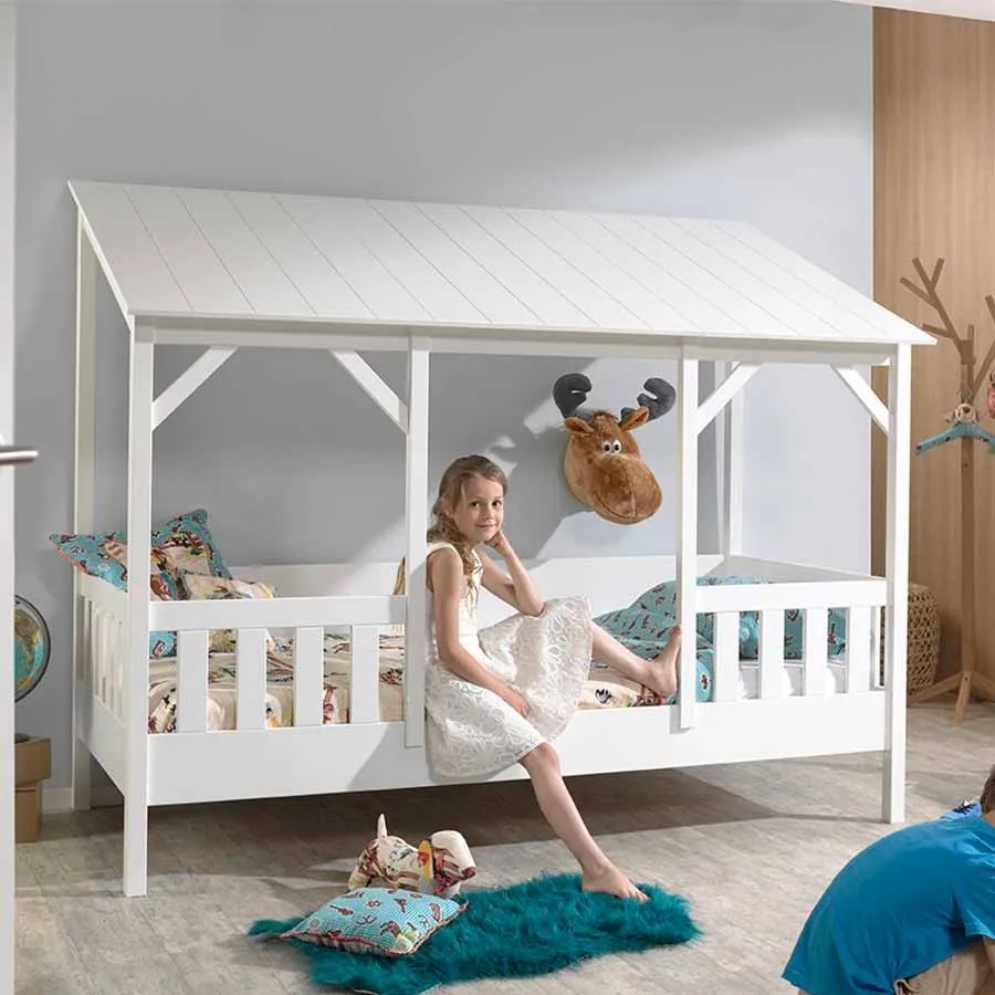 Cama para Crianças Casa HOUSEBED 03 TELHADO BRANCO - BRANCA